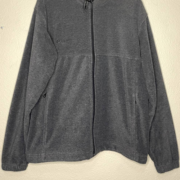 Columbia Fleece Jacket Gray Classic Full Zip Long Slv Logo Gorpcore Size Medium - Picture 6 of 11